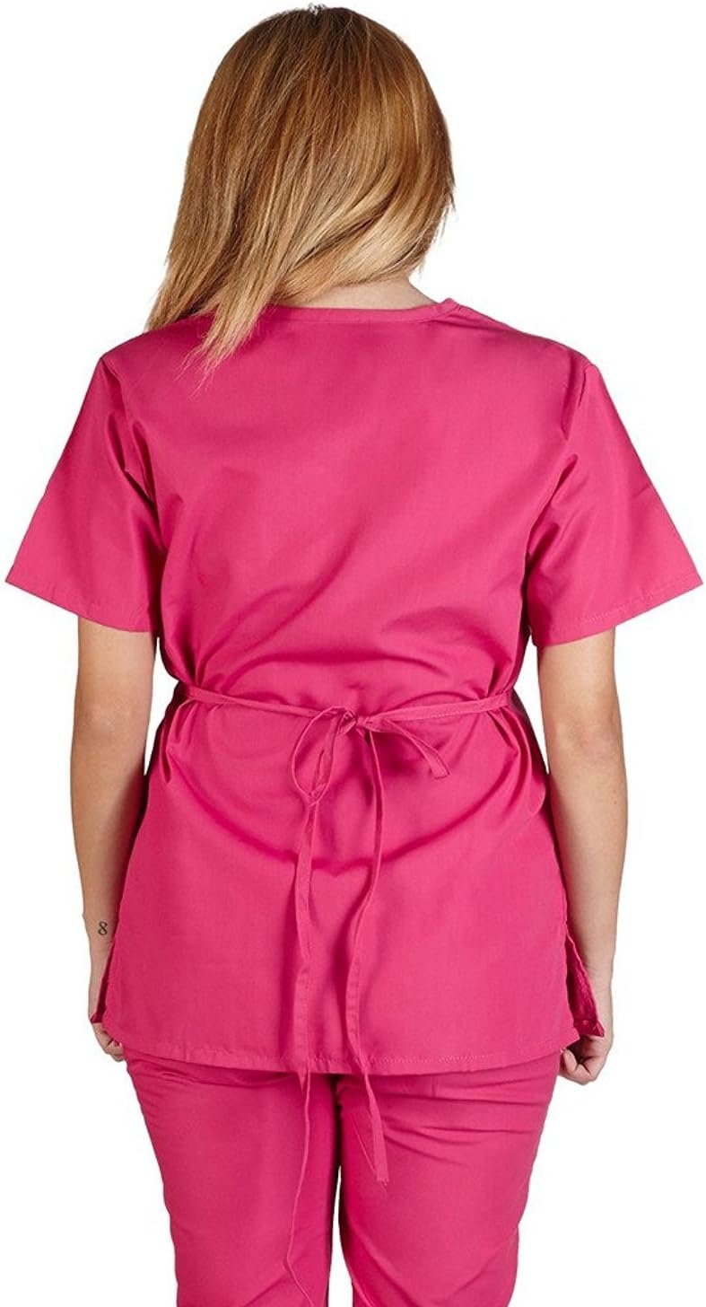 image:imageMampM Scrubs Women Mock WrapFlare Pant Set Medical Scrub Set XL Ceil Blue