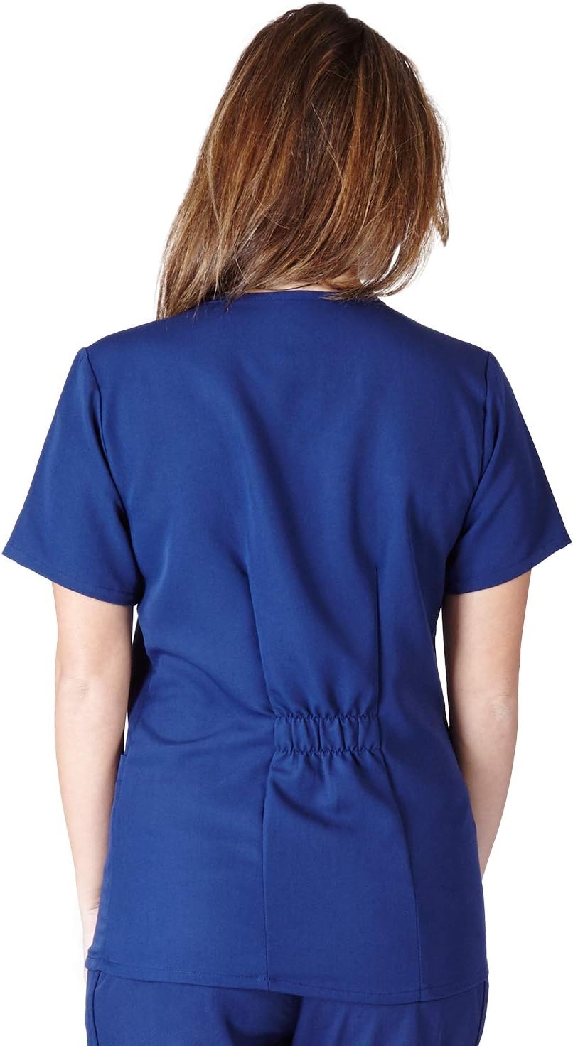 image:imageSoft Premium Professional WorkWear 2 Pocket Cross Over Tunic Top for Women Junior Fit True Navy Blue Medium