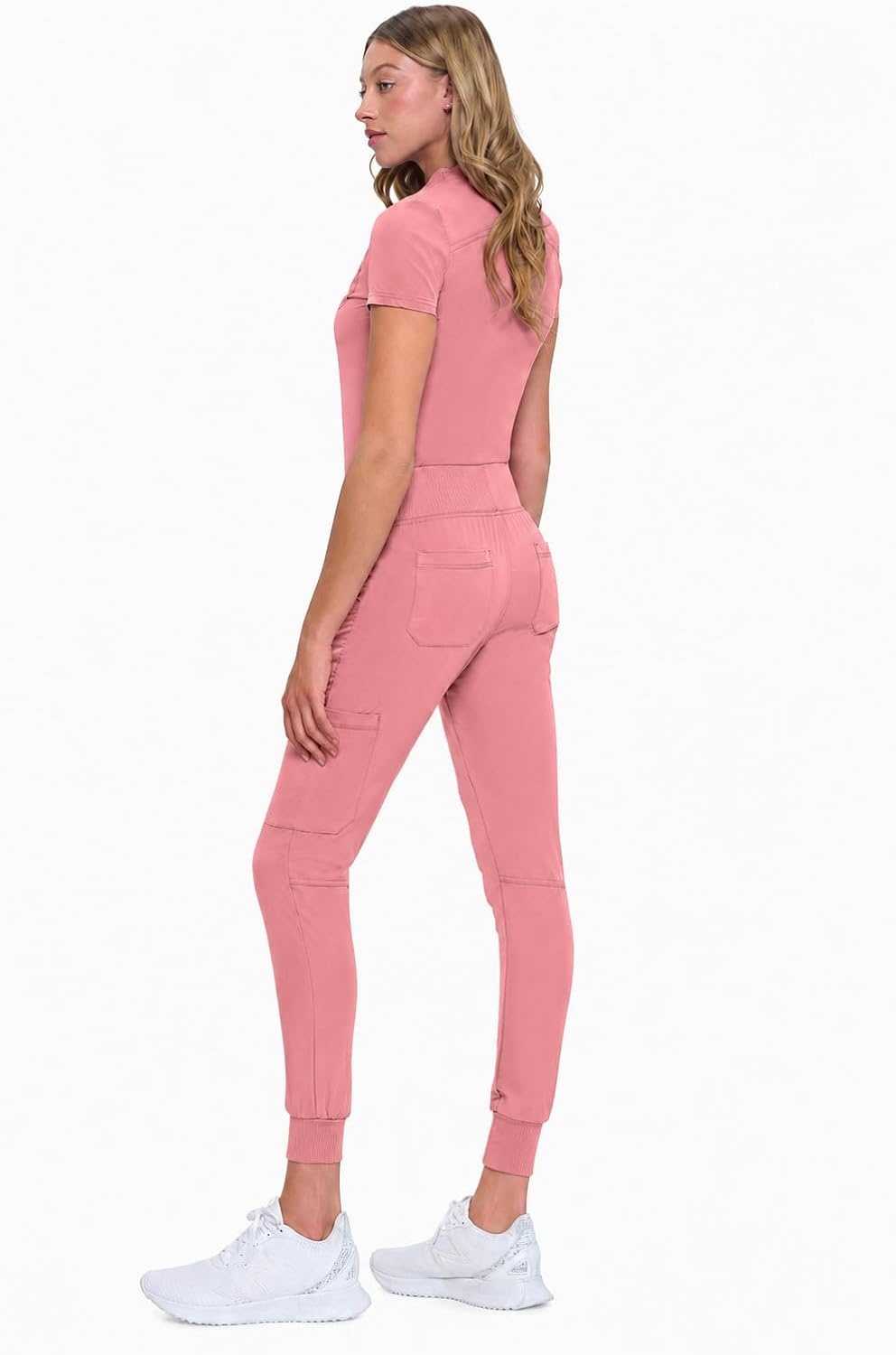 image:imageNatural Uniforms Womens Cool Stretch Modern TuckIn Top Yoga Jogger Scrub Set with Regular and Petite SizesMauve