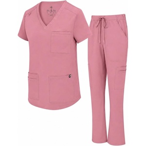 Natural Uniforms Womens 11 Pocket Cool Stretch Cargo Scrub Set with Regular and Petite Sizes(Mauve)