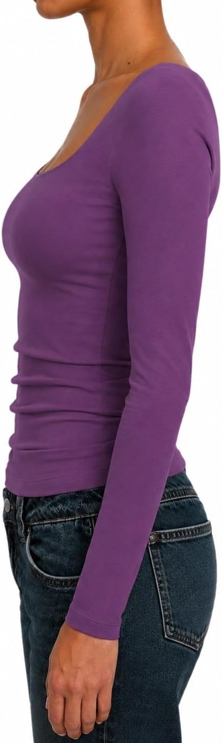 image:imageNatural Uniforms Womens Double Layer Square Neck TopArgyle Purple