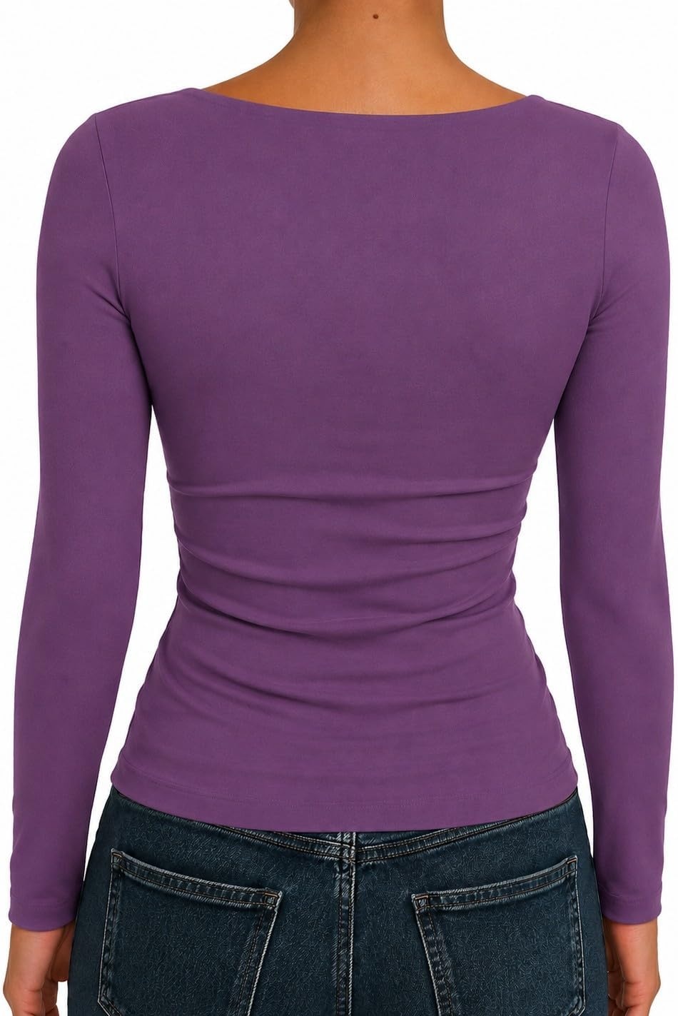 image:imageNatural Uniforms Womens Double Layer Square Neck TopArgyle Purple