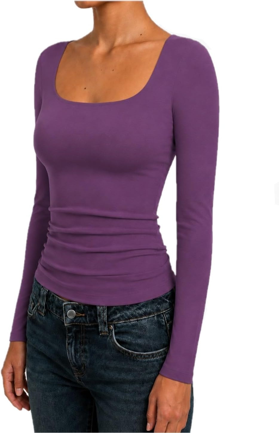 image:imageNatural Uniforms Womens Double Layer Square Neck TopArgyle Purple