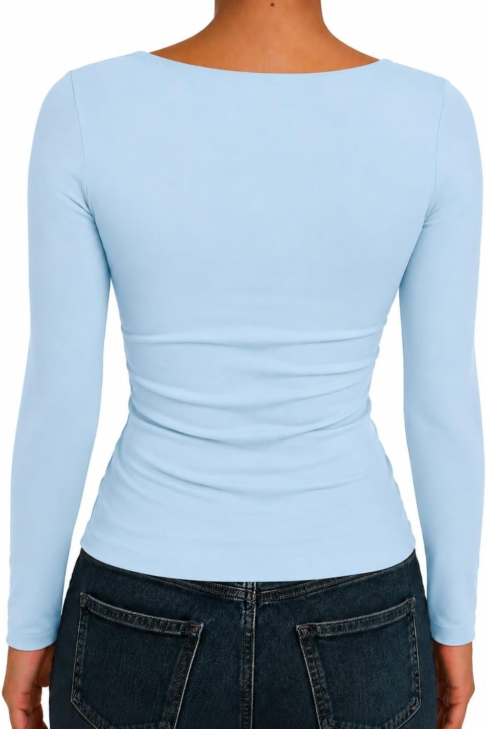 image:imageNatural Uniforms Womens Double Layer Square Neck TopBaby Blue