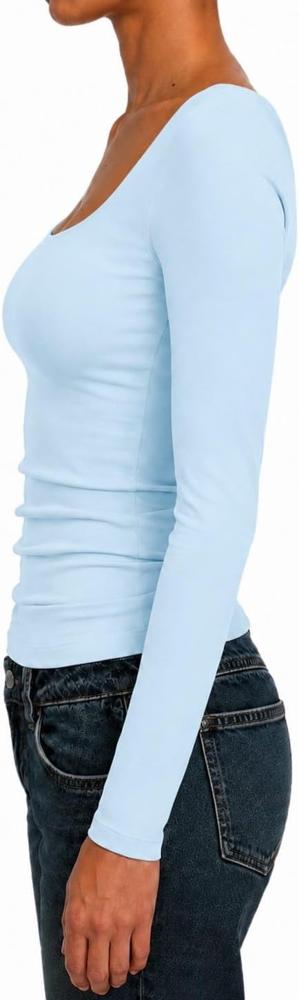 image:imageNatural Uniforms Womens Double Layer Square Neck TopBaby Blue