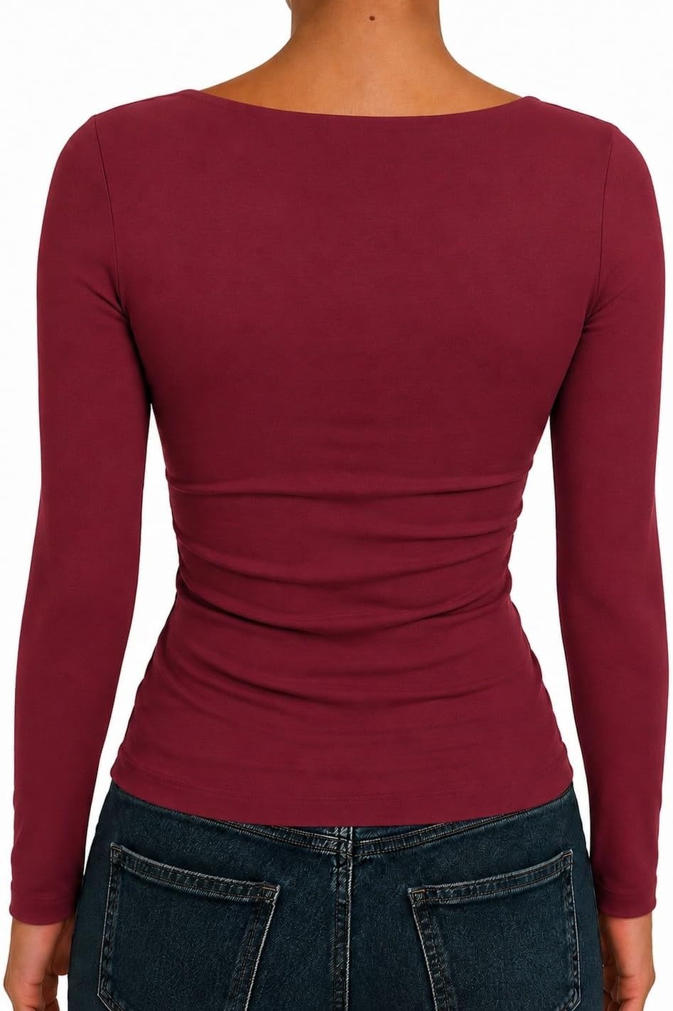 image:imageNatural Uniforms Womens Double Layer Square Neck TopBurgundy