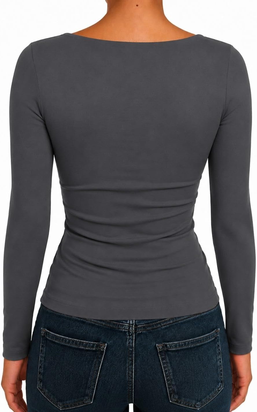 image:imageNatural Uniforms Womens Double Layer Square Neck TopCharcoal