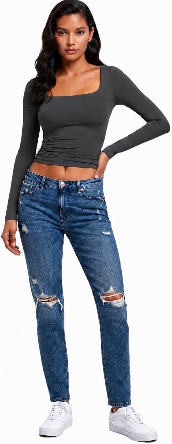 image:imageNatural Uniforms Womens Double Layer Square Neck TopCharcoal