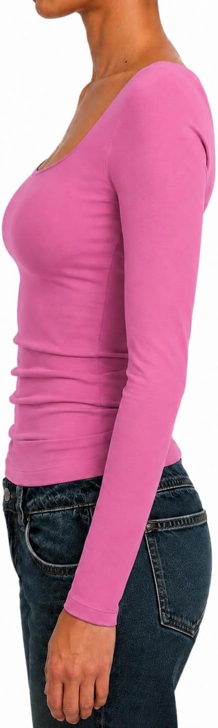 image:imageNatural Uniforms Womens Double Layer Square Neck TopChateau Rose