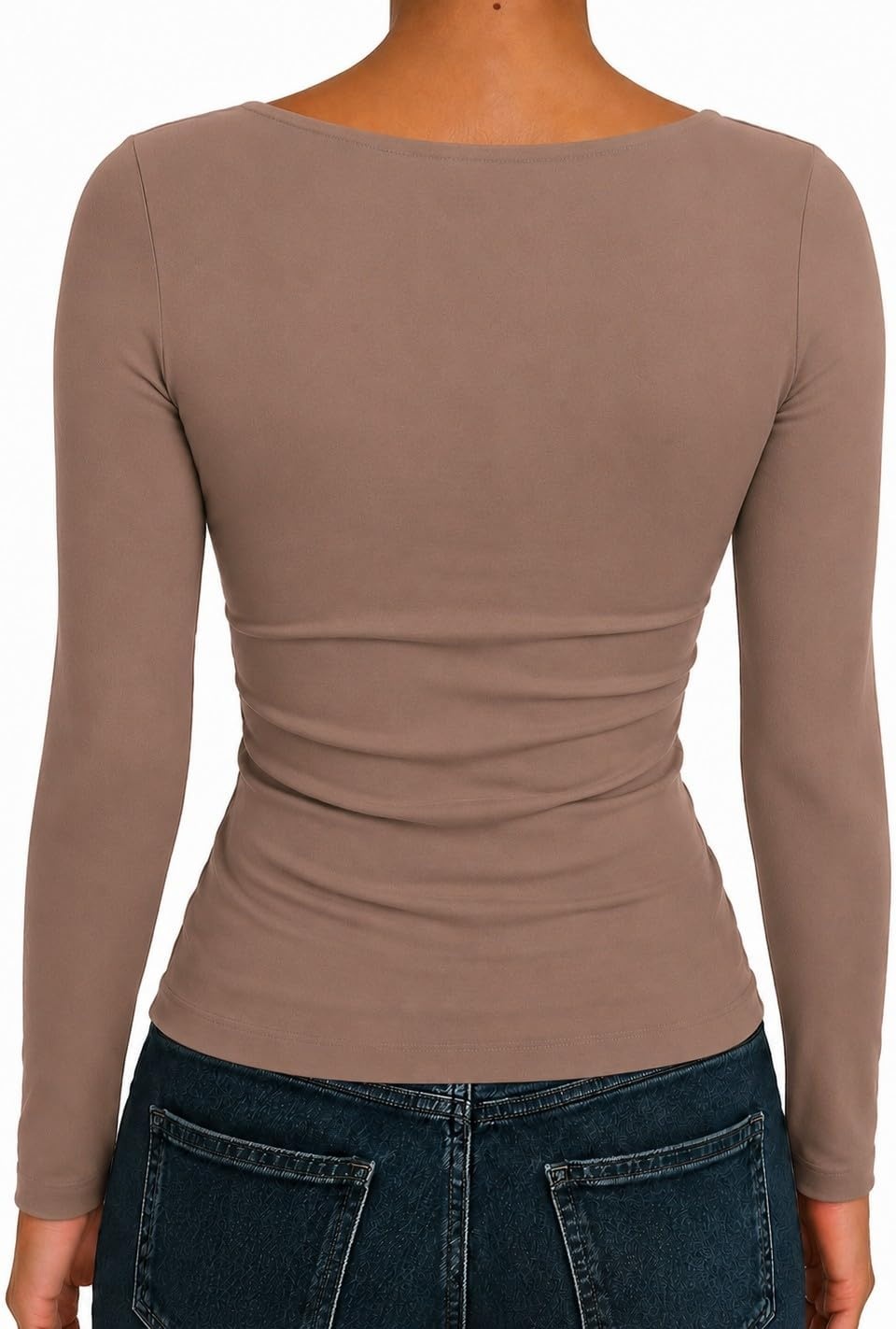 image:imageNatural Uniforms Womens Double Layer Square Neck TopChocolate Malt