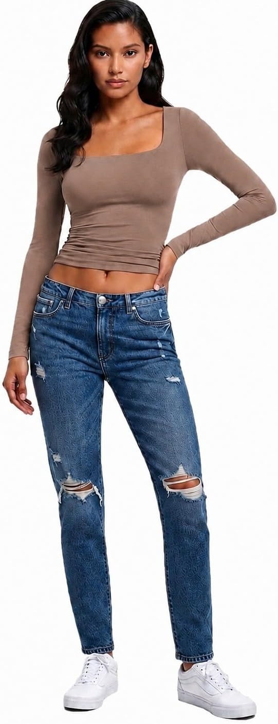 image:imageNatural Uniforms Womens Double Layer Square Neck TopChocolate Malt