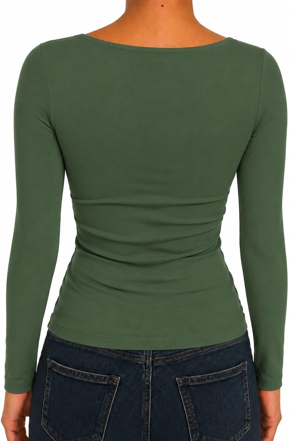 image:imageNatural Uniforms Womens Double Layer Square Neck TopDill Green