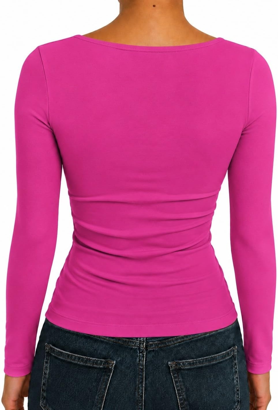 image:imageNatural Uniforms Womens Double Layer Square Neck TopHot Pink