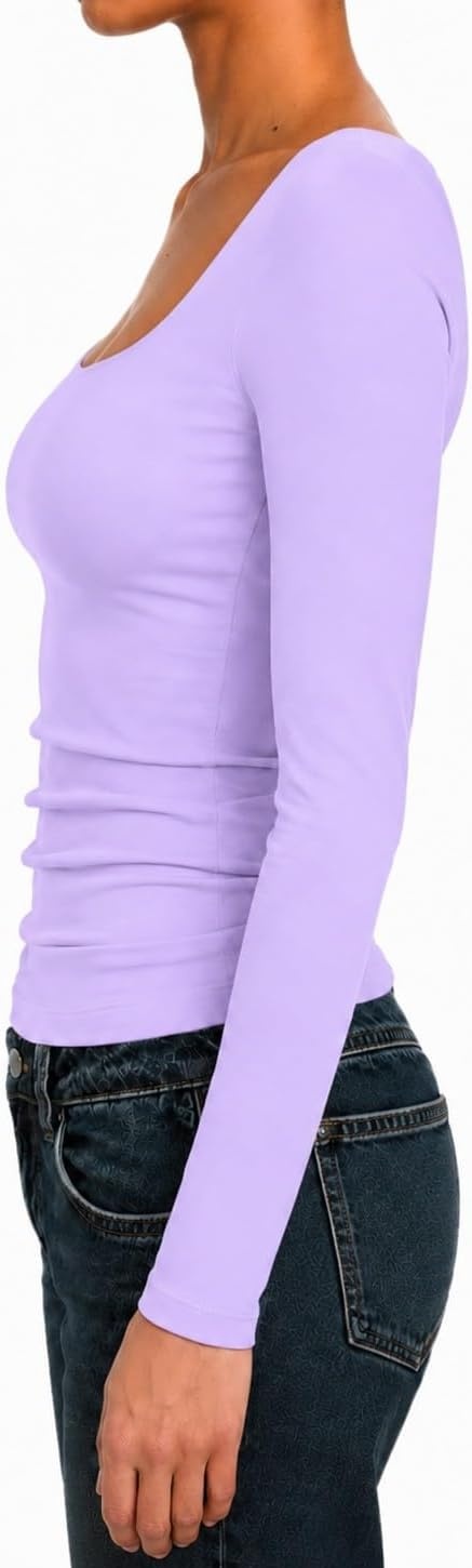 image:imageNatural Uniforms Womens Double Layer Square Neck TopLavender