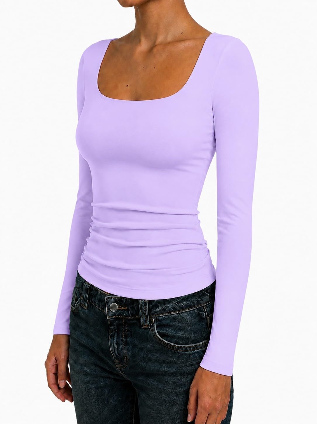 image:imageNatural Uniforms Womens Double Layer Square Neck TopLavender