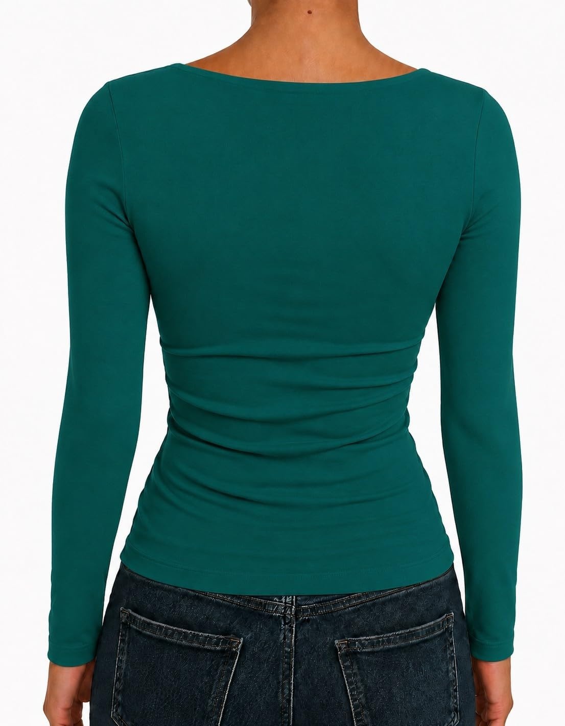 image:imageNatural Uniforms Womens Double Layer Square Neck TopTrue Hunter Green