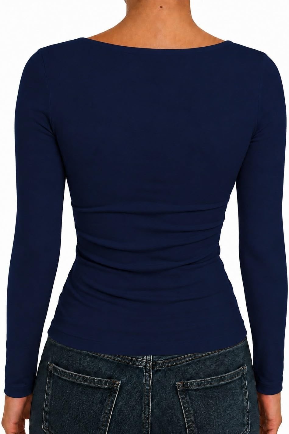 image:imageNatural Uniforms Womens Double Layer Square Neck TopTrue Navy Blue