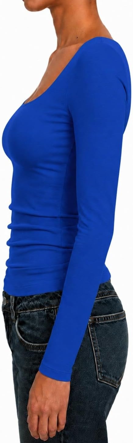 image:imageNatural Uniforms Womens Double Layer Square Neck TopTrue Royal Blue
