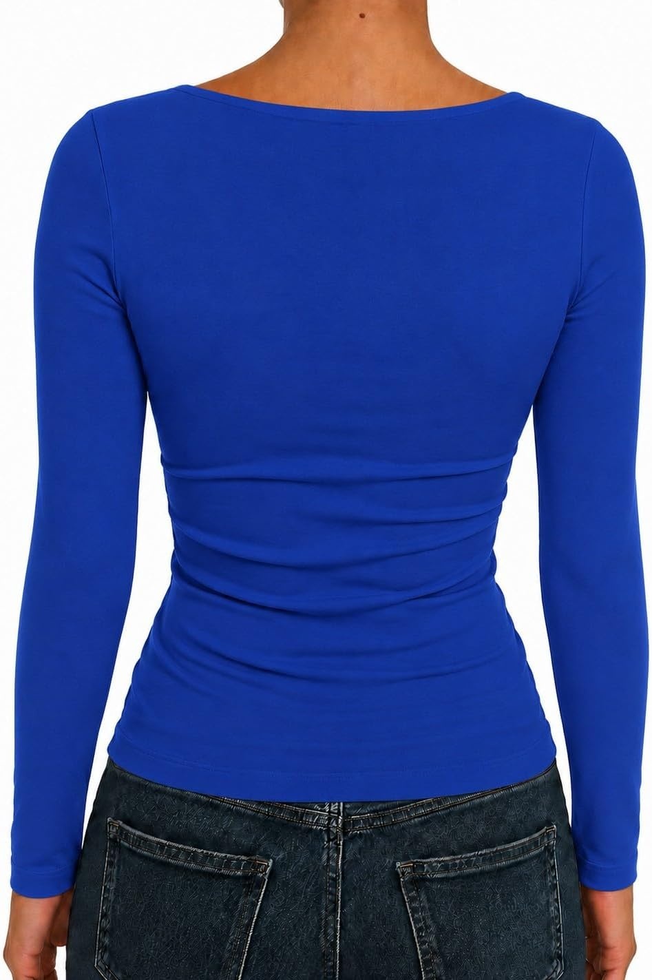 image:imageNatural Uniforms Womens Double Layer Square Neck TopTrue Royal Blue