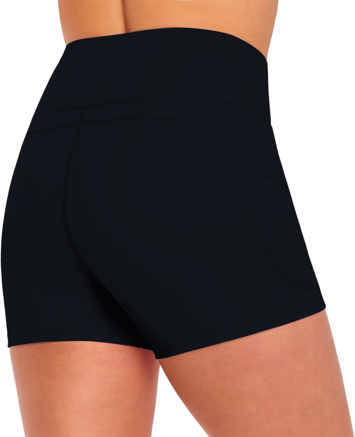 image:imageNatural Uniforms Womens High Waist Yoga Shorts with Tummy ControlBlack