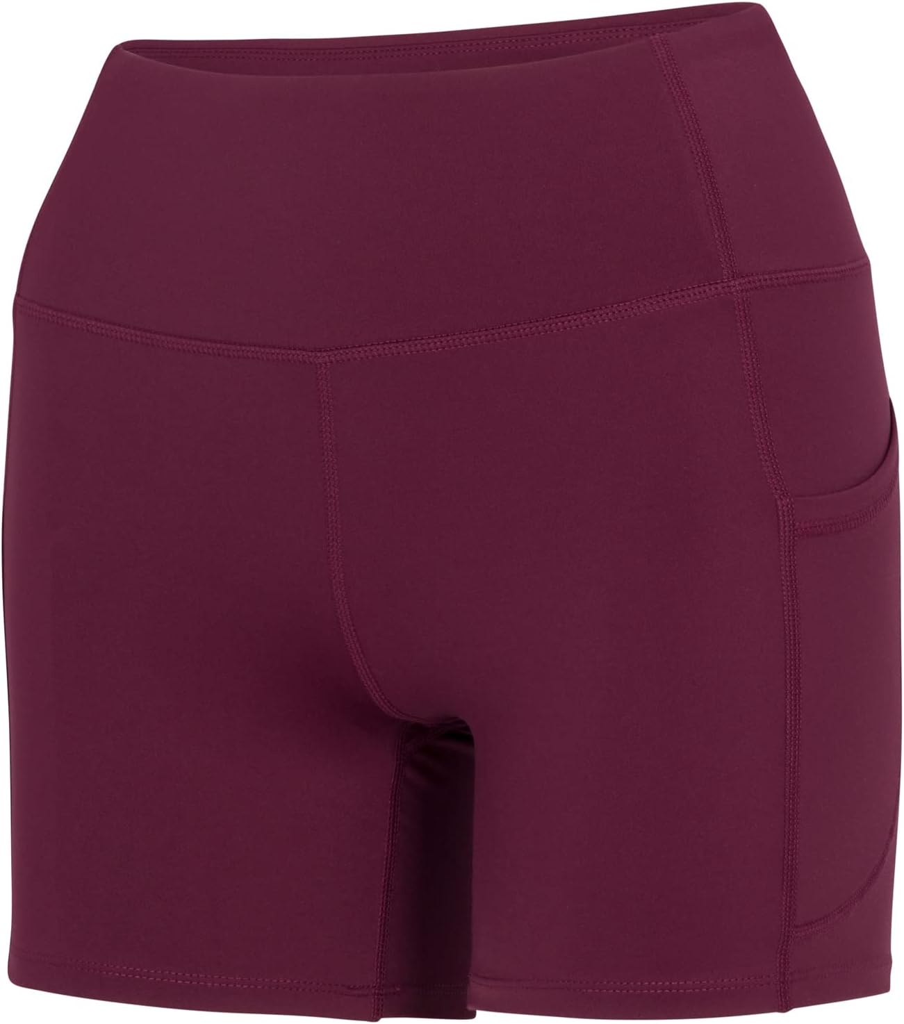 image:imageNatural Uniforms Womens High Waist Yoga Shorts with Tummy ControlBurgundy