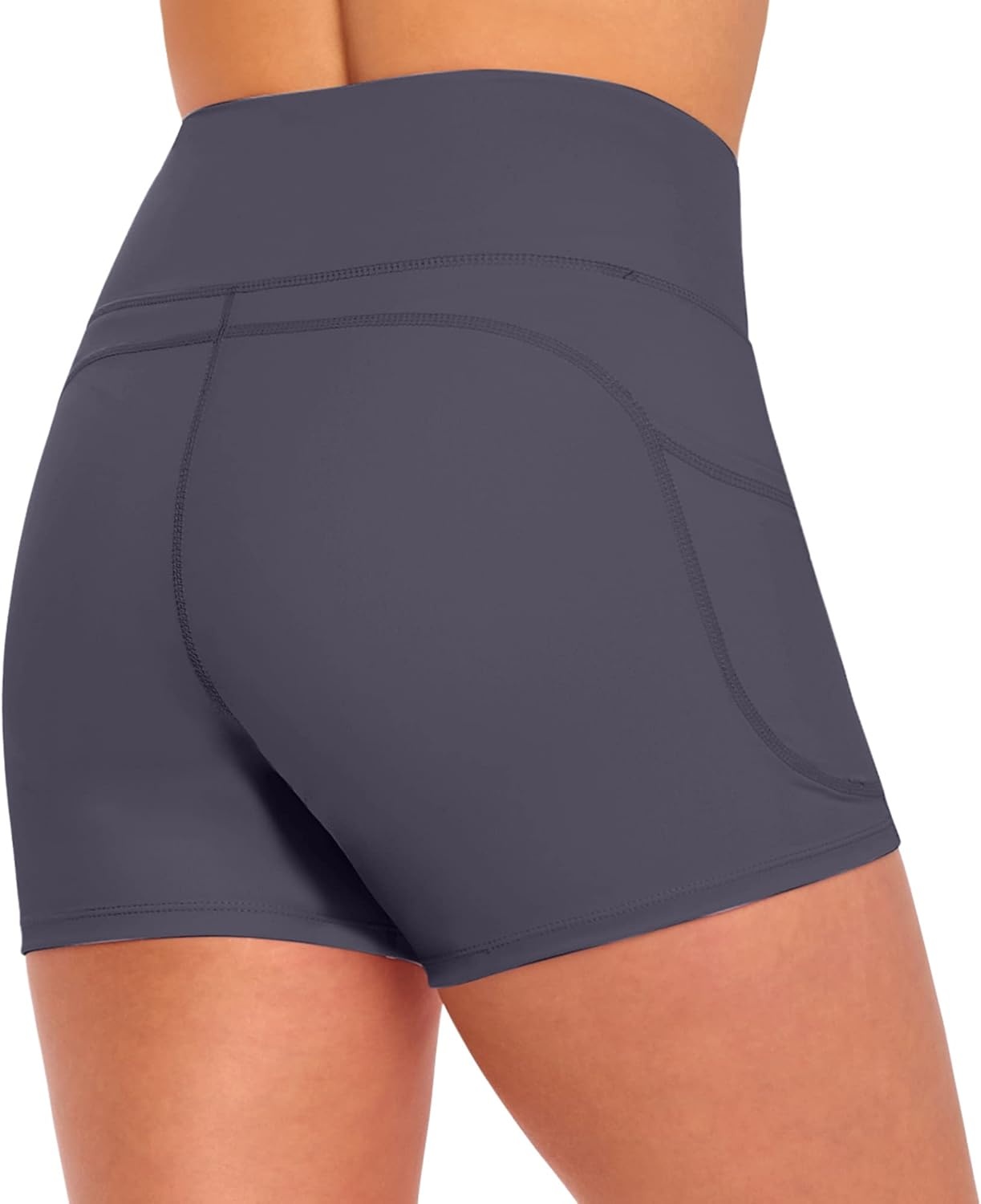 image:imageNatural Uniforms Womens High Waist Yoga Shorts with Tummy ControlCharcoal