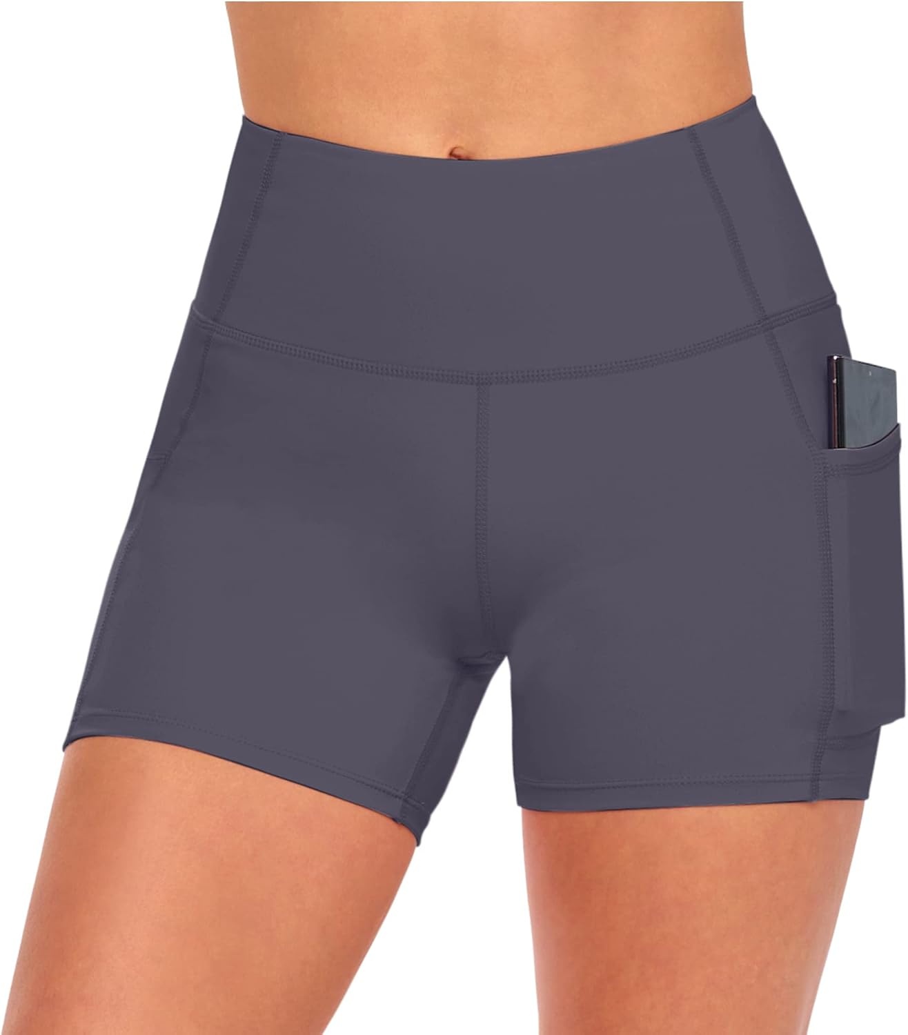 image:imageNatural Uniforms Womens High Waist Yoga Shorts with Tummy ControlCharcoal