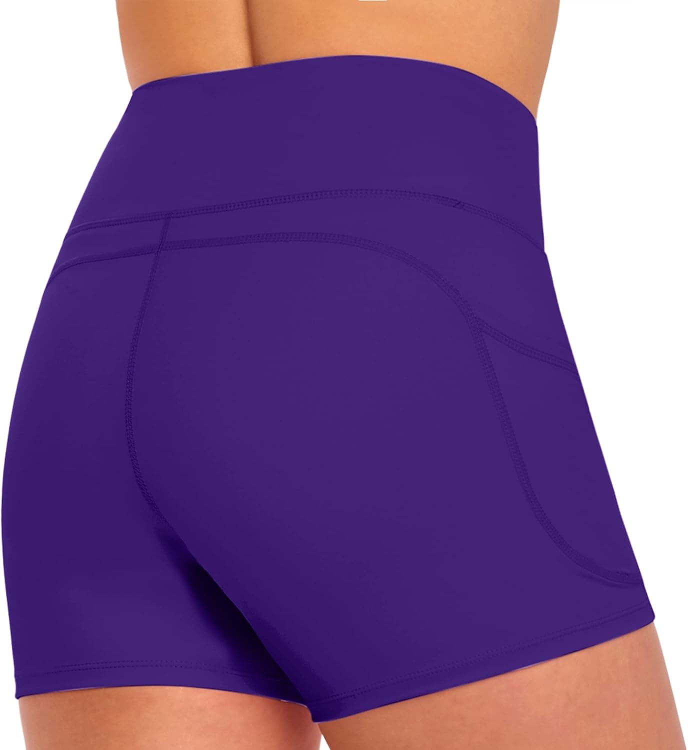 image:imageNatural Uniforms Womens High Waist Yoga Shorts with Tummy ControlPurple