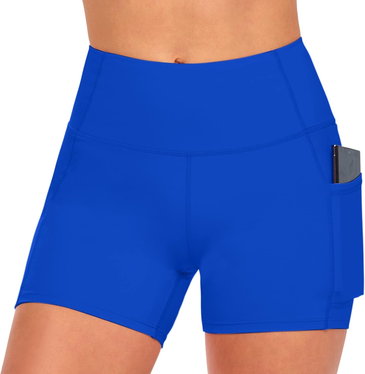 image:imageNatural Uniforms Womens High Waist Yoga Shorts with Tummy ControlTrue Royal Blue