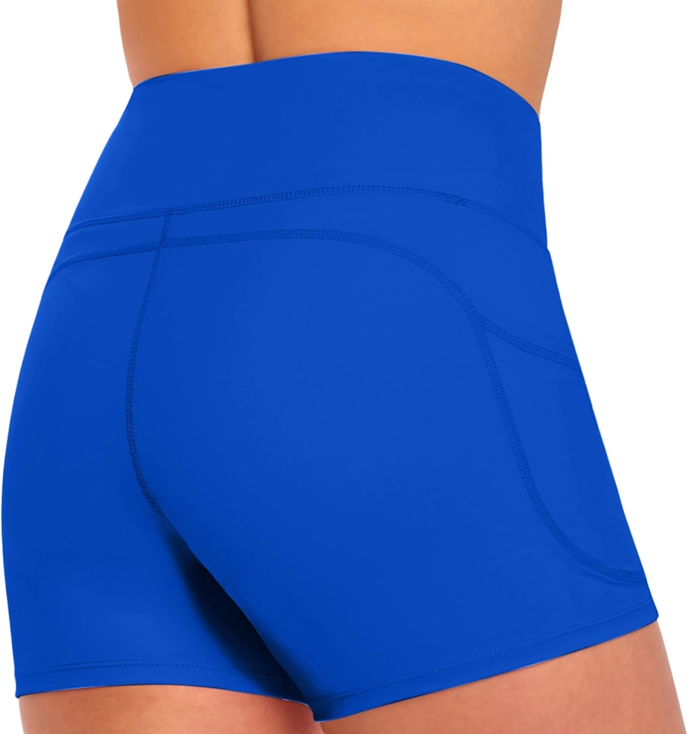 image:imageNatural Uniforms Womens High Waist Yoga Shorts with Tummy ControlTrue Royal Blue