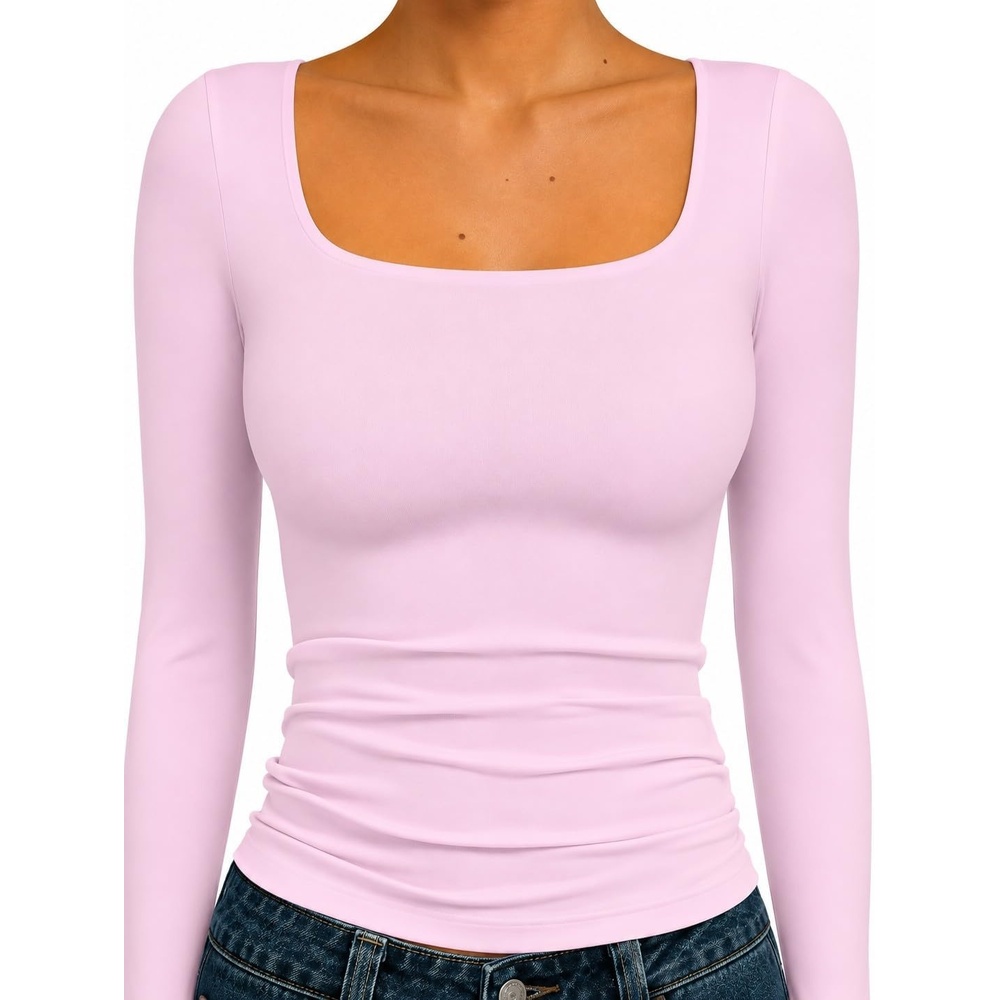 image:imageNatural Uniforms Womens Double Layer Square Neck TopPink