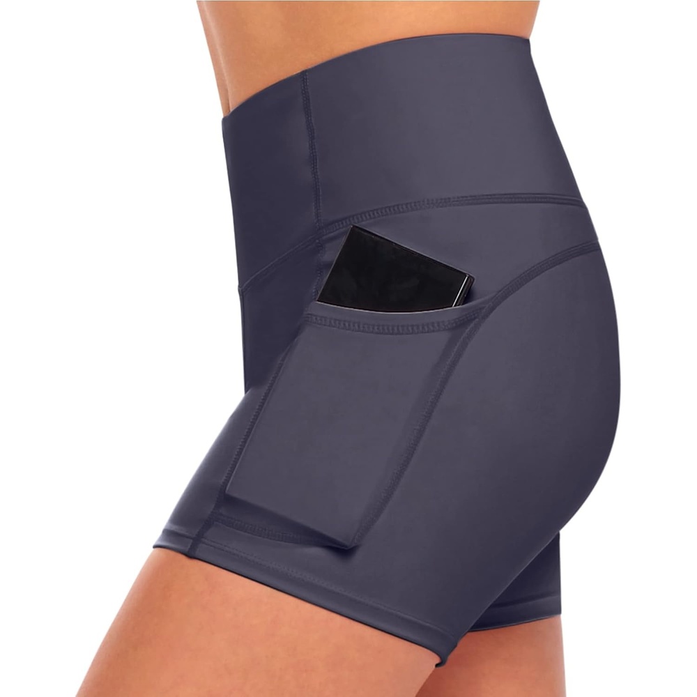 image:imageNatural Uniforms Womens High Waist Yoga Shorts with Tummy ControlCharcoal