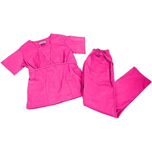 Natural Uniforms Mock Wrap Women’s Medical Work Wear Top and Pants (S-Hot Pink)