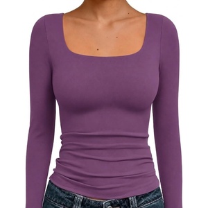 Natural Uniforms Womens Double Layer Square Neck Top(Argyle Purple)