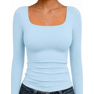 Natural Uniforms Womens Double Layer Square Neck Top(Baby Blue)