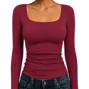 Natural Uniforms Womens Double Layer Square Neck Top(Burgundy)