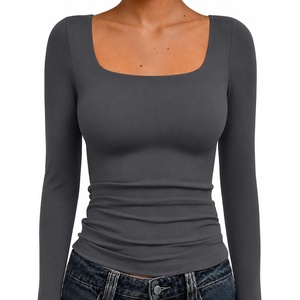 Natural Uniforms Womens Double Layer Square Neck Top(Charcoal)
