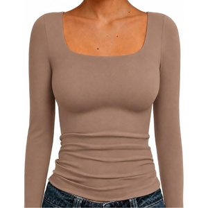 Natural Uniforms Womens Double Layer Square Neck Top(Chocolate Malt)