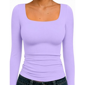 Natural Uniforms Womens Double Layer Square Neck Top(Lavender)