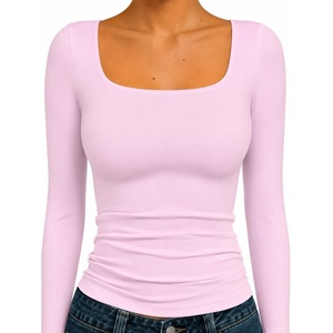 Natural Uniforms Womens Double Layer Square Neck Top(Pink)