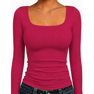 Natural Uniforms Womens Double Layer Square Neck Top(Red)