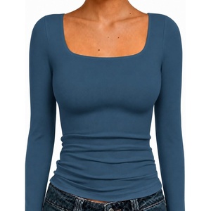 Natural Uniforms Womens Double Layer Square Neck Top(Stellar Blue)
