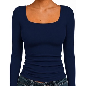 Natural Uniforms Womens Double Layer Square Neck Top(True Navy Blue)