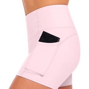 Natural Uniforms Women’s High Waist Yoga Shorts with Tummy Control(Pink)