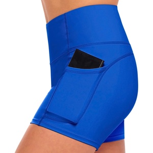 Natural Uniforms Women’s High Waist Yoga Shorts with Tummy Control(True Royal Blue)
