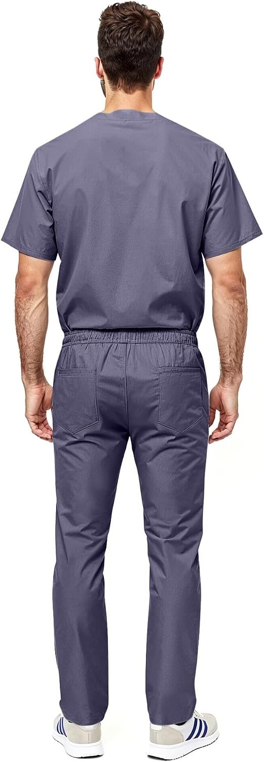 image:imageNatural Uniforms Womens Scrub Set Medical Tops and Pants PewterCharcoal