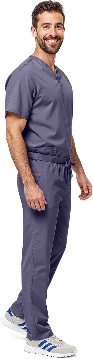 image:imageNatural Uniforms Womens Scrub Set Medical Tops and Pants PewterCharcoal