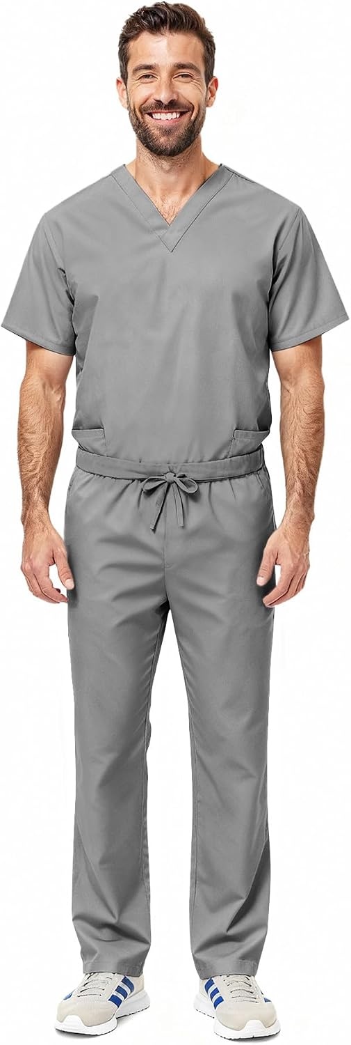 image:imageNatural Uniforms Womens Scrub Set Medical Tops and Pants PewterGrey