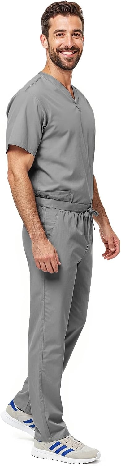 image:imageNatural Uniforms Womens Scrub Set Medical Tops and Pants PewterGrey
