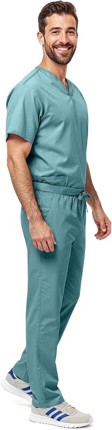 image:imageNatural Uniforms Womens Scrub Set Medical Tops and Pants PewterMisty